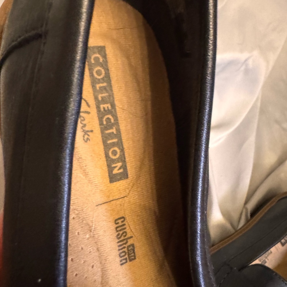 Clarks Black Leather Penny Loafers - Picture 3 of 5